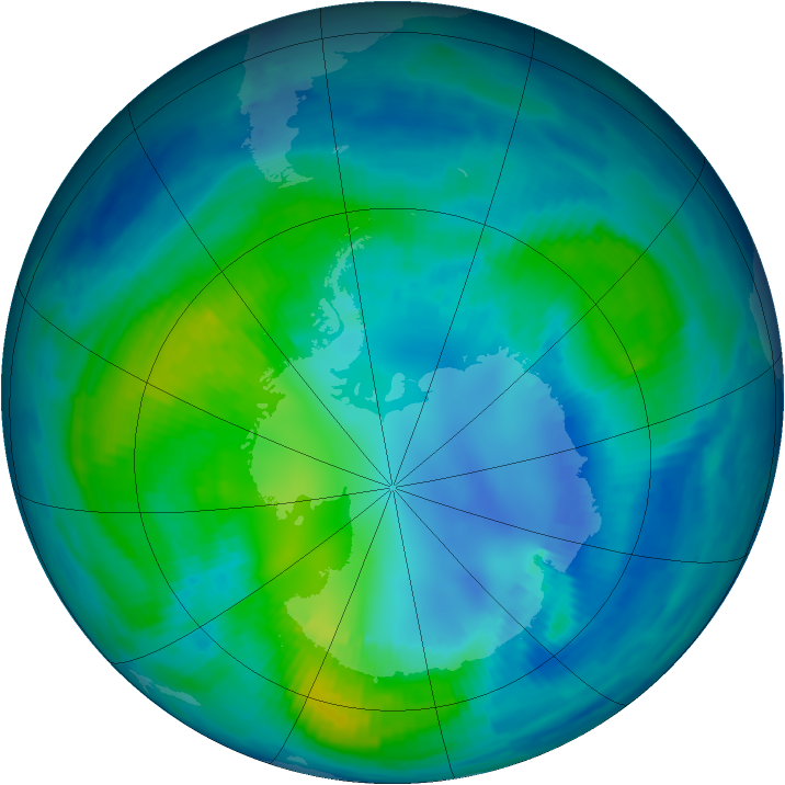 Antarctic ozone map for 23 April 1997